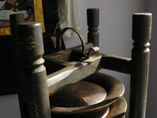 19th Century Chinese Wooden Wedding Bowl Rack