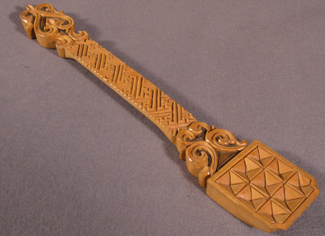 Mongolian Carved Wood Ceremonial Milk Offering Spoon