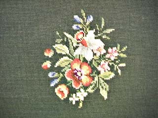 Antique Textiles, 19th Century Floral Needlepoint Seat Cover